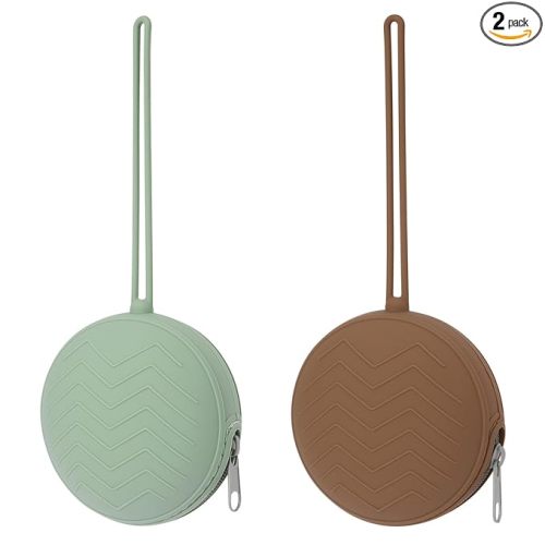 2 Pack Silicone Pacifier Holder Case, BPA-Free Silicone Pacifier Pouches for Baby Boys & Girls, Portable Case (Sage/Clay)