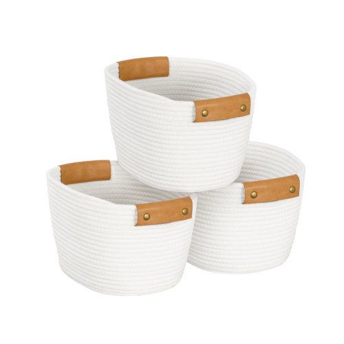 Highland Dunes Storage Baskets For Shelves 3 Pack, Cotton Rope Woven Baskets 11.4"l | Wayfair