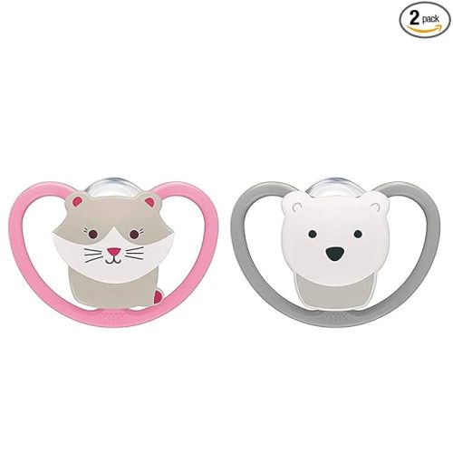 NUK Space Orthodontic Pacifiers, 6-18 Months, Cat/Firefly, 0.09 Pounds, (Pack of 2)