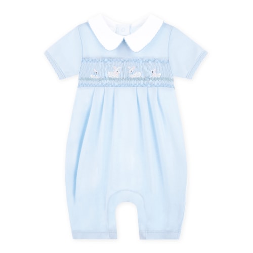 Bunny Love Classics Smocked Short Playsuit - Light Blue