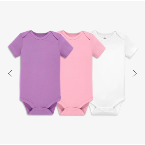 Organic short sleeve babysuit 3-pack (pink/white/purple)