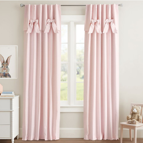 Evelyn Linen Blend Bow Valance Kids Blackout Curtain | Pottery Barn Kids