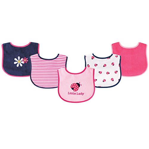 Luvable Friends Baby Cotton Terry Drooler Bibs with PEVA Back, Transportation, One Size