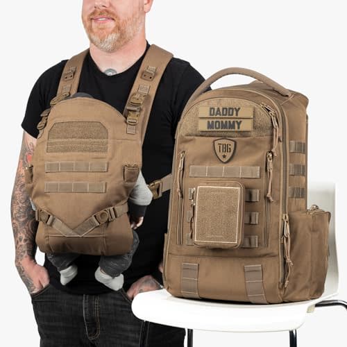 Tactical Baby Gear Daypack Diaper Bag + Tactical Baby Carrier Bundle – Military-Grade, MOLLE Compatible, Water-Resistant, Ergonomic Baby Carrier for Infants & Toddlers (Coyote Brown)