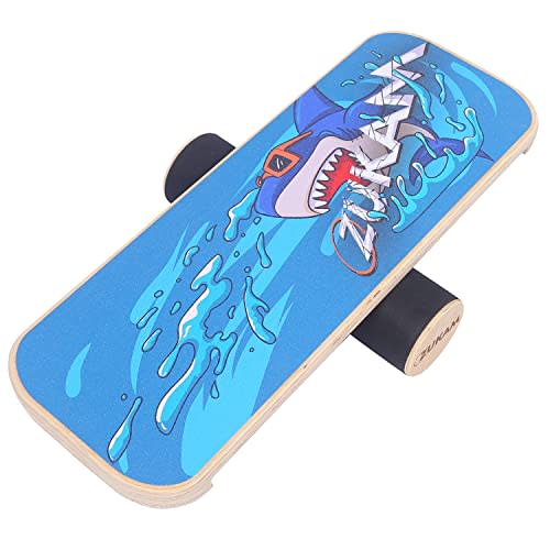 Balance Board Trainer, Wooden Balancing Board with Workout Guide to Exercise and Build Core Stability, Wobble Board for Skateboard, Hockey, Snowboard & Surf Training