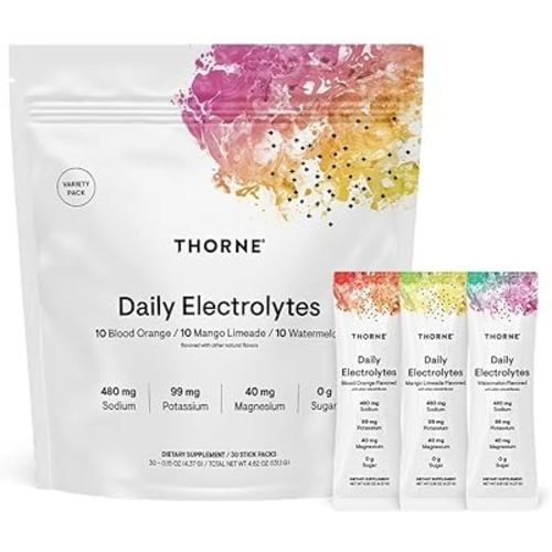 THORNE - Daily Electrolytes - Zero Sugar & Low-Calorie Electrolyte Powder Drink Mix - Flavors Derived from Natural Sources - NSF Certified for Sport - Variety - 30 Stick Packs