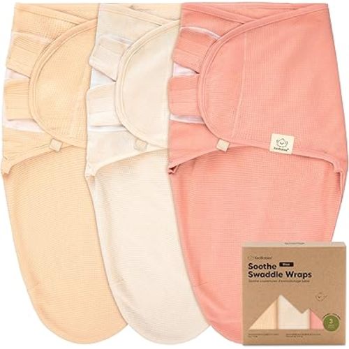 3-Pack Organic Swaddles for Newborns, Baby Sleep Sacks 0-3 Months - Baby Swaddle Wrap, Newborn Wearable Blanket, Infant Sleep Sack for Girls, Boys, Soft & Snug, Large Hook & Loop Closure (Salmon)