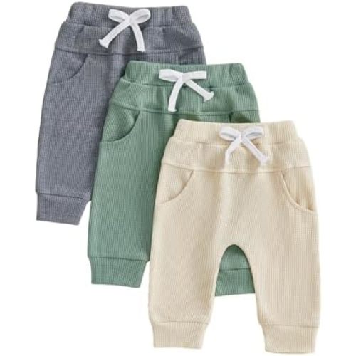 allshope Toddler Baby Boy Fall Pants Active Jogger Casual Athletic Trousers Solid Color Pocket Elastic Waist Harem Bottoms