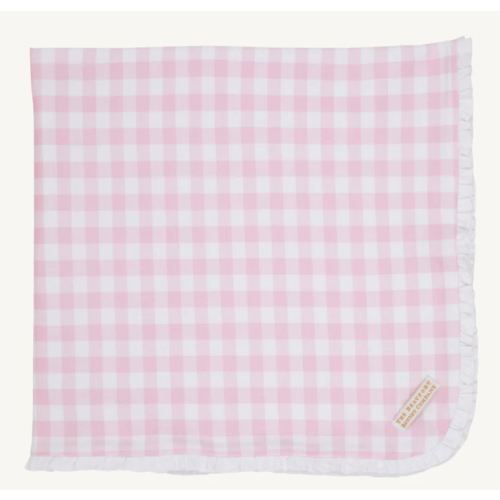 Baby Buggy Blanket - Palm Beach Pink Gingham with Worth Avenue White
