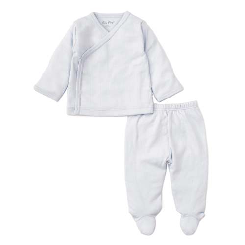 Blue Kissy Pointelle Cross Tee and Pant Set