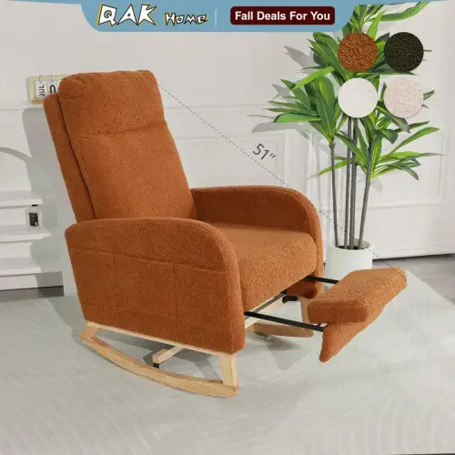 QAK 51‘’ Modern Rocking Chair Nursery, Comfy Glider Nursery Chair - TikTok Shop