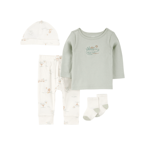 Baby 4-Piece Alligator Outfit Set - Green