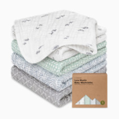 KeaBabies 5-Pack Lyra Muslin Baby Washcloths - Nordic