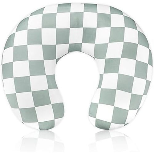 DILIMI Nursing Pillow Cover, Stretchy Removable Case for Breastfeeding Pillows, Ultra Soft Comfortable Slipcover for Baby Girl and Boy, Checkerboard Grid