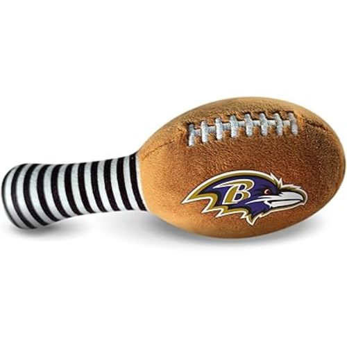 Baltimore Ravens Plush Football Rattle by Smilo - Officially Licensed NFL Baby Rattle Toy - Soft Baby Rattle with Bell - for Babies and Toddlers from 3 Months