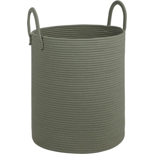 Large Laundry Basket,Laundry Hamper,15''x18'' Cotton Rope Storage Basket with Handles,baby hamper,Nursery Blanket Storage Living Room,toy basket,kids laundry(Green)