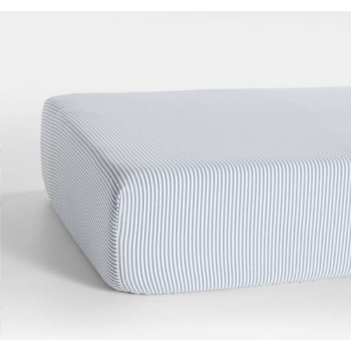 Baby's First Blue Stripe Organic Cotton Heathered Jersey Baby Crib Fitted Sheet