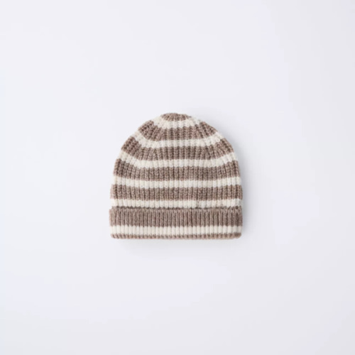 STRIPED KNIT HAT - Ecru / Brown | ZARA United States