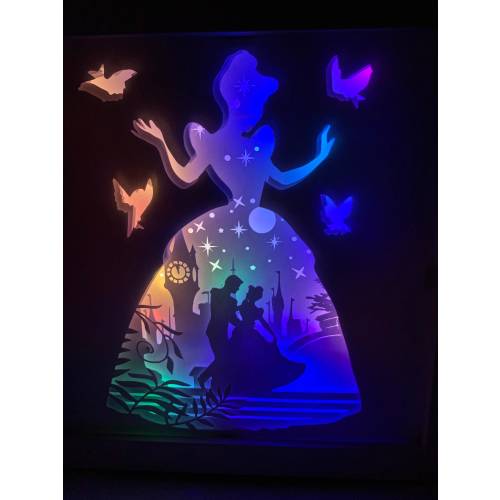 Cinderella Shadowbox Frame: LED Night Light, Princess Nursery Decor