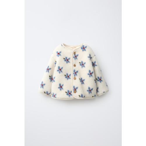 FLORAL SHEARLING JACKET - Ecru | ZARA United States
