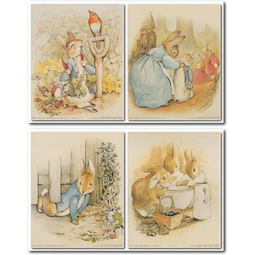 Impact Posters Gallery The Tale of Peter Rabbit Beatrix Potter Kids Room Four Set 8x10 Wall Decor Art Print Poster