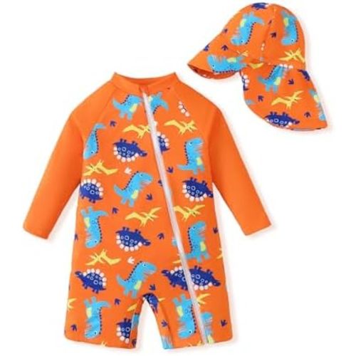 Baby Boy Girl Swimsuit Rash Guard Swimwear Zipper Toddler One Piece Bathing Suit Unisex Sun Protection Sunsuit