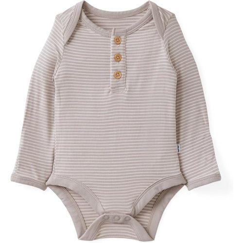 Little Sleepies Henley Bodysuit, Soft Viscose from Bamboo Long Sleeve Bodysuit for Baby Boys & Girls, Baby Clothes