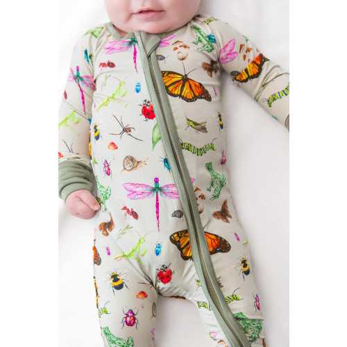 Bugs Bamboo Baby Pajamas | Insects Zipper Romper Pajama | Convertible Footie | Gender Neutral Baby Sleepwear