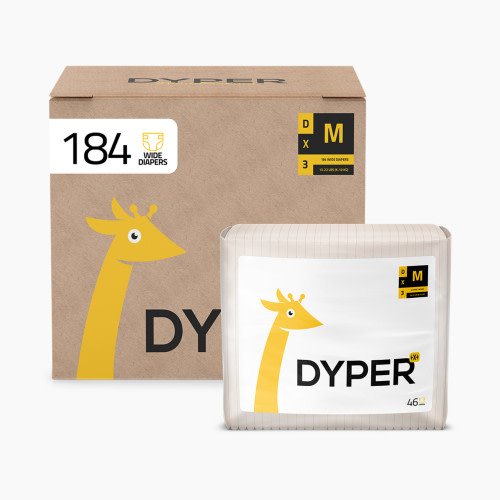 DYPER Sustainable Overnight Baby Diapers X - Medium, 184 count