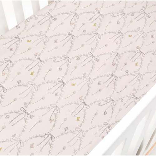 Bows & Butterfly Kisses, Crib Sheet, Pink - Gooselings | Maisonette