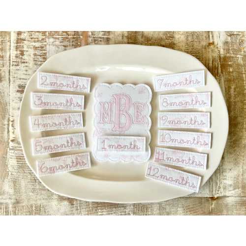 The Original Monthly Milestone Plaque with Applique Monogram | Months 1-12