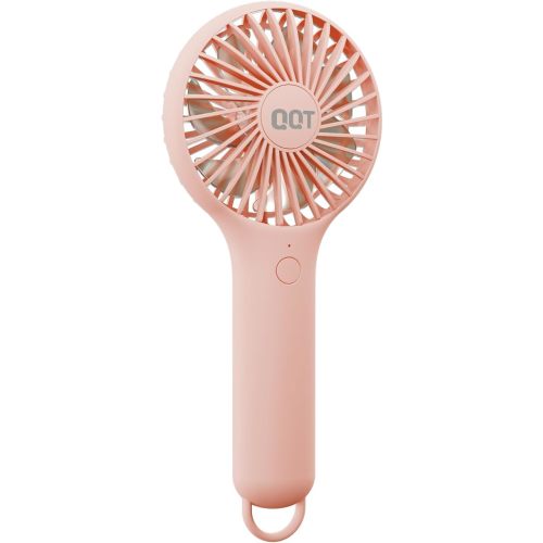 QQT Mini Handheld Fan, Small Personal Fan with 3 Speeds, Portable Battery Operated, USB Rechargeable Makeup Eyelash Dryer, Strong Airflow for Travel, Office, Outdoor, Women, Men, and Kids(Pink)