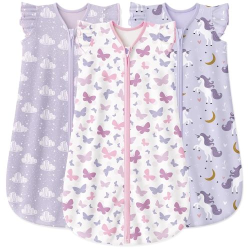 Yoofoss Baby Sleep Sack 0-6 Months Baby Wearable Blanket 100% Organic Cotton 2-Way Zipper TOG 0.5 Toddler Sleeping Sack 3 Pack, Lightweight Sleep Sacks for Babies(Small)