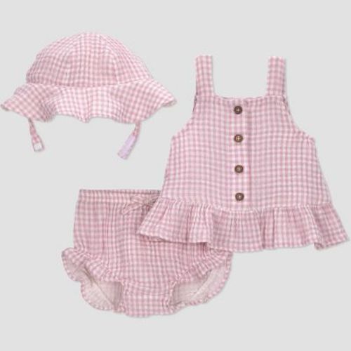 Carter's Just One You® Baby Girls' 3pc Gingham Tank Top with Bloomer and Hat Set - Purple 3M