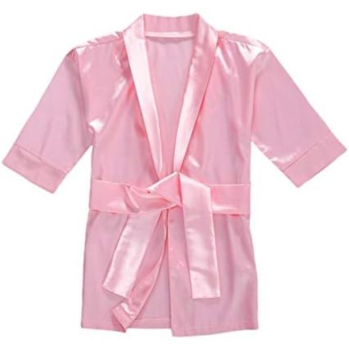Toddler Kids Baby Boys Girls Silk Satin Bathrobe Long Sleeve Kimono Robes Infant Nightgown Sleepwear Clothes