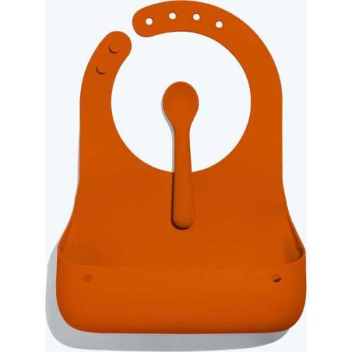 Avanchy Roll & Go Silicone Bibs for Babies & Spoon, Orange - Avanchy | Maisonette