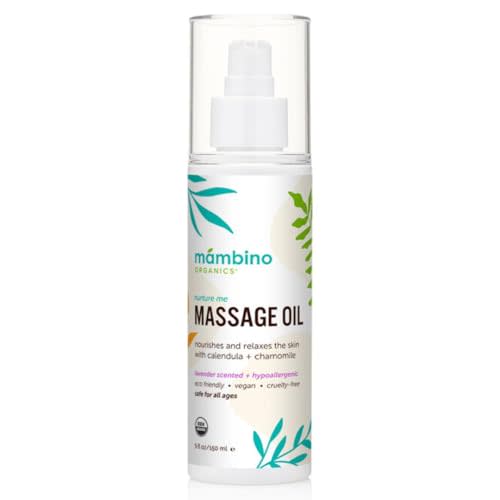 Mambino Organics Massage Baby Oil, Body Oil for After Shower, Egyptian Calendula, Chamomile & Lavender Infused, Gentle for Baby & Kids, 5 fl oz