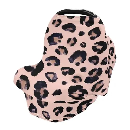 Leopard Print Cheetah Pink Nursing Cover Breastfeeding Scarf, Car Seat Covers for Babies Infant Stretchy Soft Breathable Multi-Use Cover Ups, Gift for Boys Girls