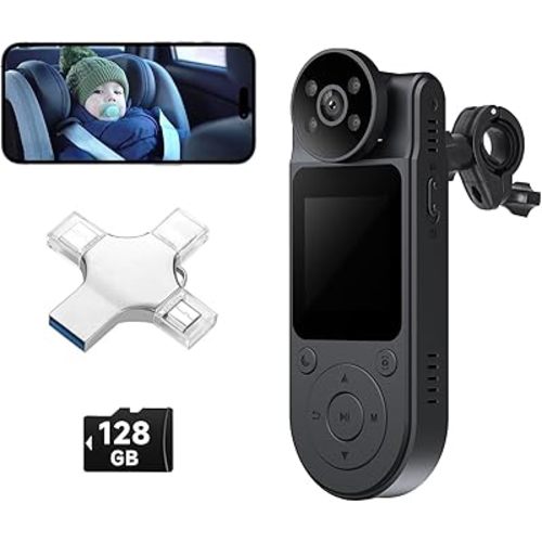 Wireless Baby Car Camera Bulit in Battery, 128G TF Card, 1.5-inch Screen, IR Night Vision - UHD 2K WiFi Car Seat Camera for Baby Rear Facing Connect to Smart Phone, Car Baby Monitor via APP
