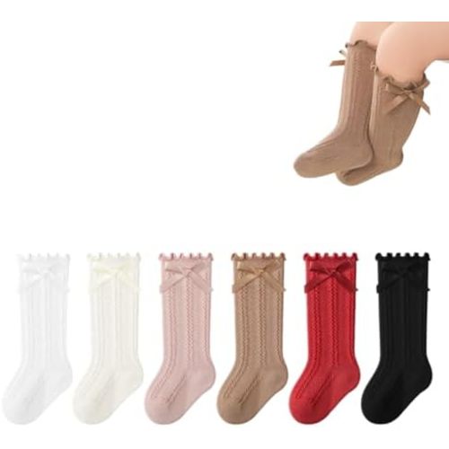 Baby Toddler Girls Ruffle Socks Newborn Infant Girl's Knee High Solid Cotton Long Socks