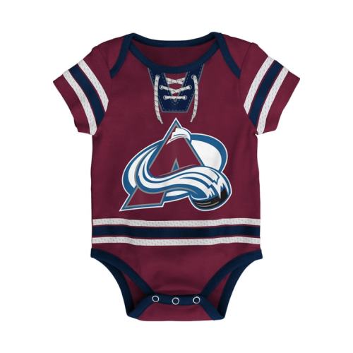 Colorado Colorado Avalanche MAROON Baby Hockey Pro Design One Piece - 133423739