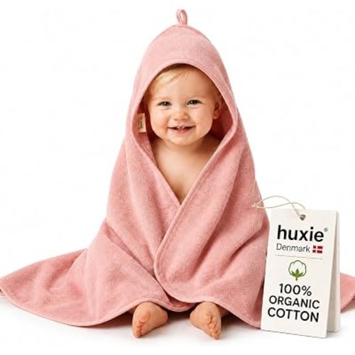 Hooded Baby Towels – 100% Organic Cotton Baby Bath Towels – Baby Girl Newborn Essentials - Super-Soft and Absorbent.(Blush)