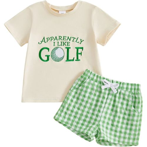 Toddler Baby Boy Masters Golf Outfit Short Sleeve Funny Letter Print T Shirts + Shorts Set Infant Summer Clothes