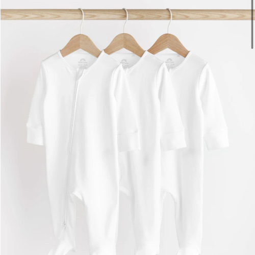 Grey Essential Zipped 100% Cotton Baby Sleepsuits 3 Pack