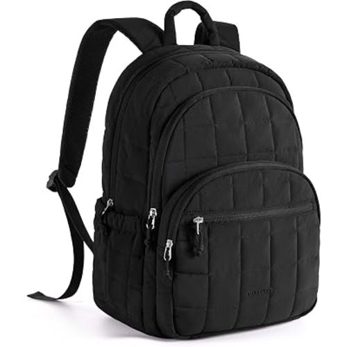 BAGSMART Travel Backpack for Women, 15.6" College Laptop Backpack, Black