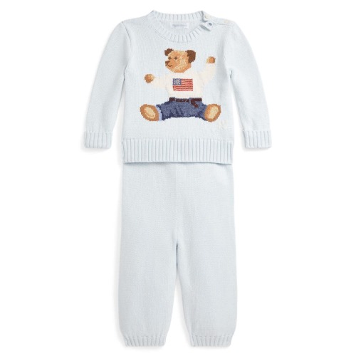 Kids' Polo Bear Cotton Sweater & Joggers Set