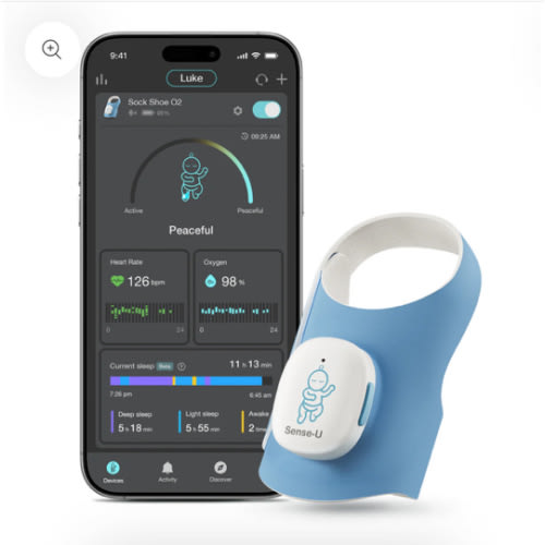 Sense-U Baby Sock Shoe Baby Monitor-Track Heart Rate, Sleep, Movement
