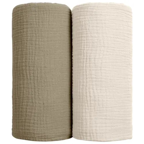 lulumoon Muslin Swaddle Blanket Baby - Cotton Swaddling Blanket Soft Baby Receiving Blankets Neutral 2Pack(Olive)