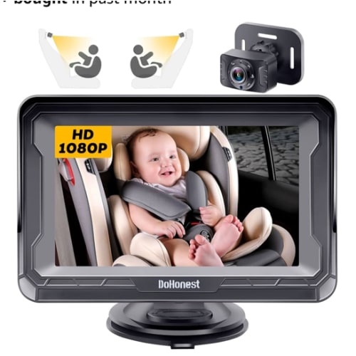 DoHonest Baby Car Camera HD 1080P - Rear-Facing Car Baby Monitor with Night Vision, Adjustable View Angle, Easy Setup, Anti-Glare Display, Safety for Kids & Infants