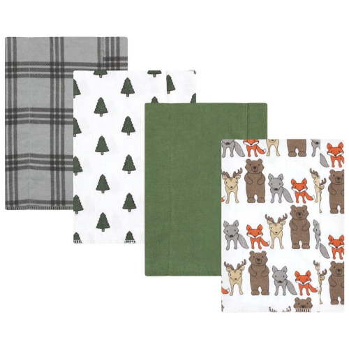 Hudson Baby Infant Boy Cotton Flannel Burp Cloths, Wild Forest 4-Pack, One Size